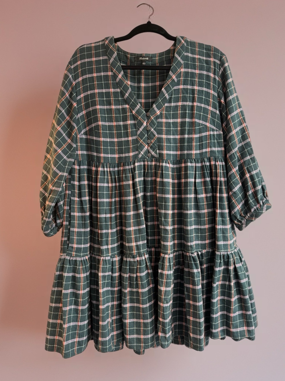 Madewell Colette plaid minidress green size women’s 2x